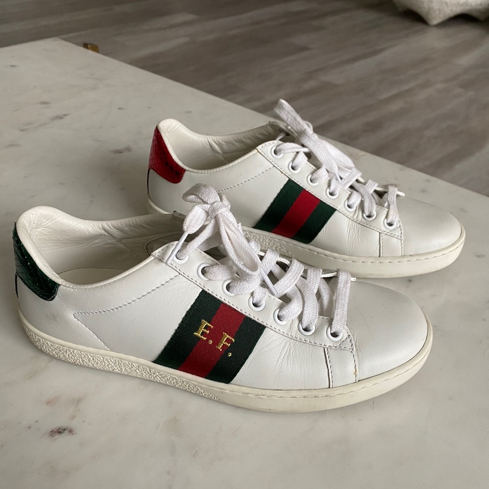 Gucci white customized Initial sneakers e.f